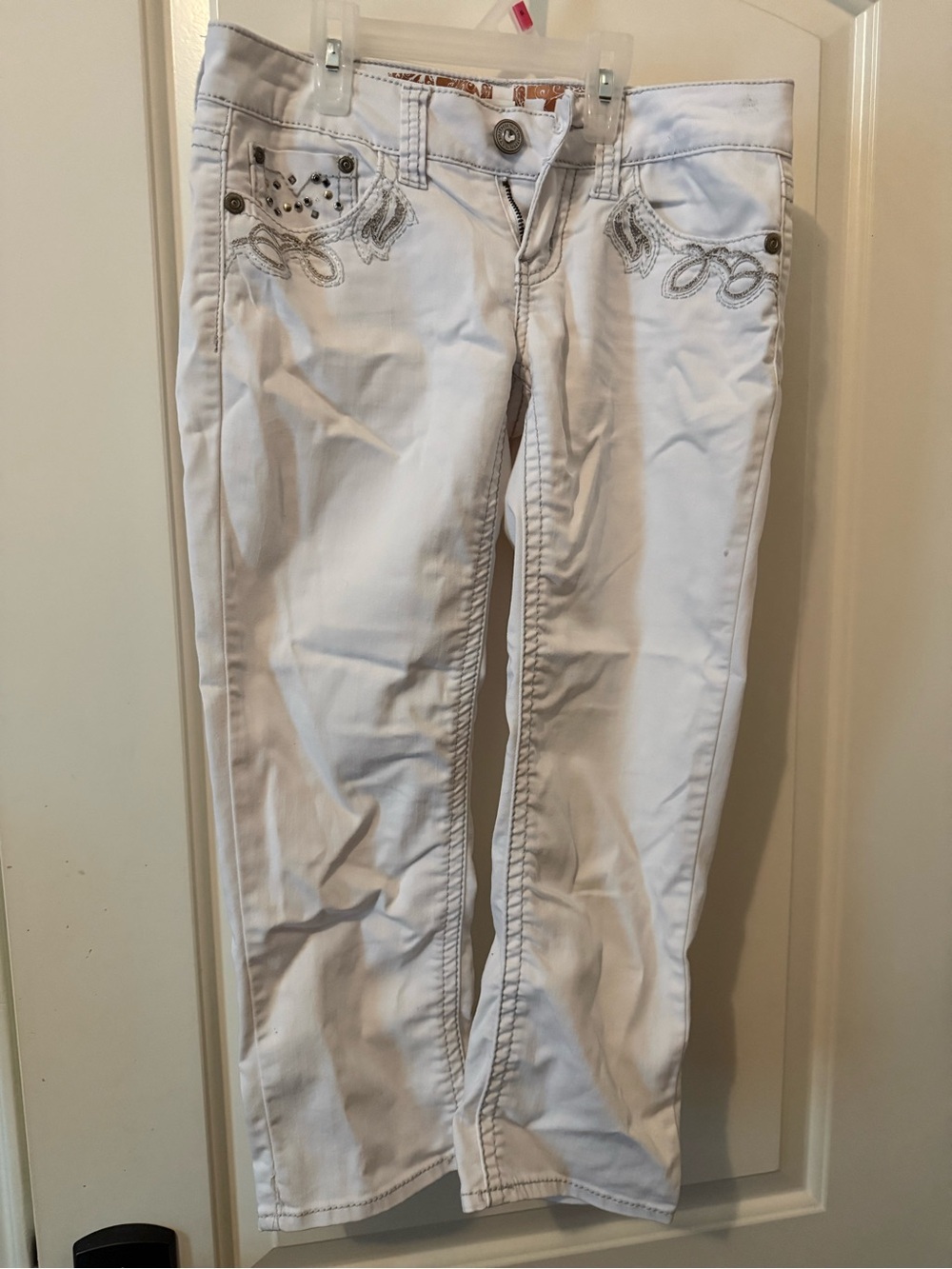 Truth White Jeans with Gold Logo Trim